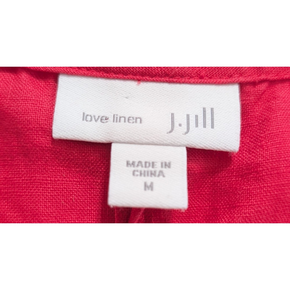J Jill Love Linen Medium Red A-Line Maxi Dress Sleeveless Pockets Minimalist - Picture 4 of 11